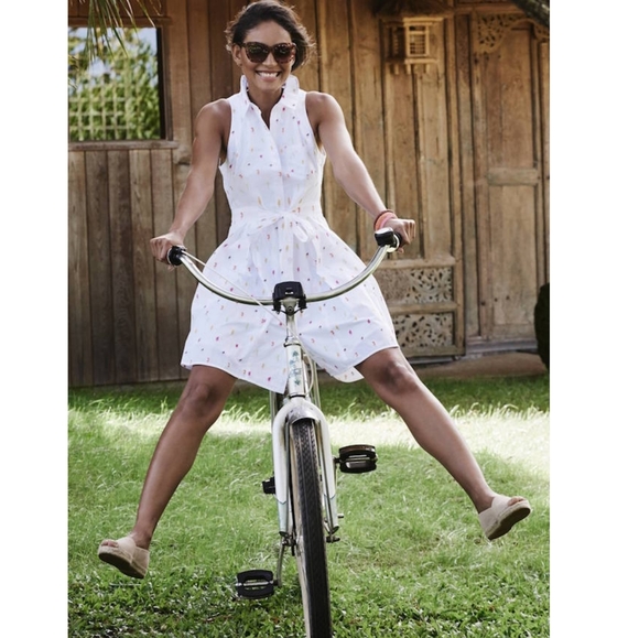 ANTHRO White Popsicle Button Down Shirt Dress 10P - Picture 2 of 8